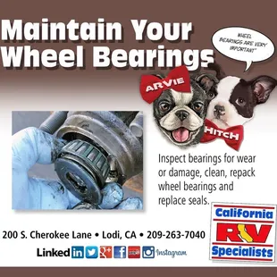Reminder to have your RV Wheel Bearing Serviced.