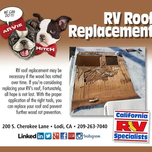 RV Roof Replacements and Reseals, Come check us out for more details.