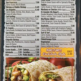 Menu Burritos