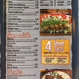 Menu Tacos