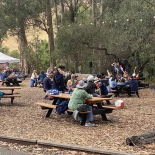 Picnic area and small stage.