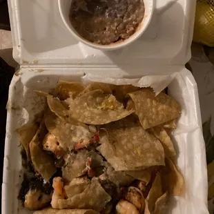 beans Shrimp nachos
