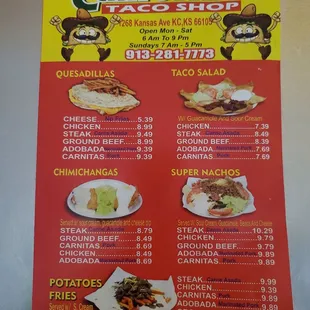 menu