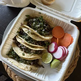 Tacos de asada. Tortillas made by hand.