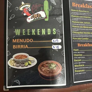 menu