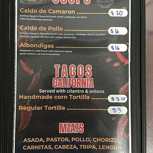 menu