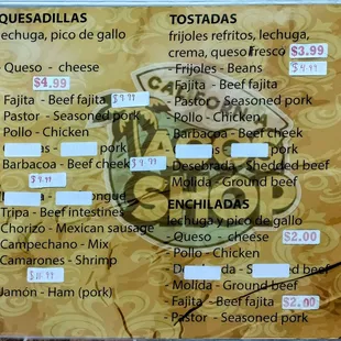 menu