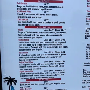 menu