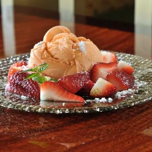 Strawberry Grand Mariner with Thai Ice Tea Ice Cream