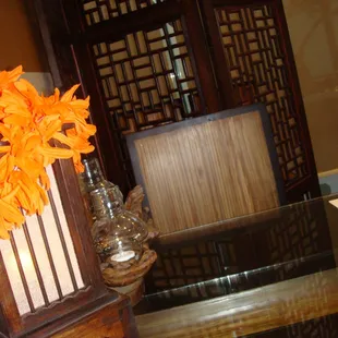 the dining room table and chairs