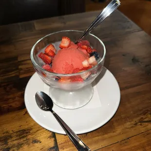 Raspberry sorbet was fresh and delicious!