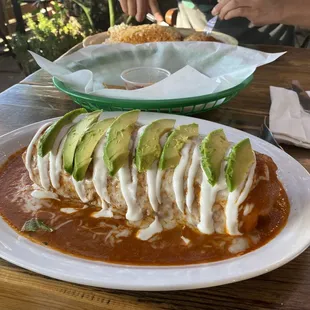 wet burrito with chipotle salsa