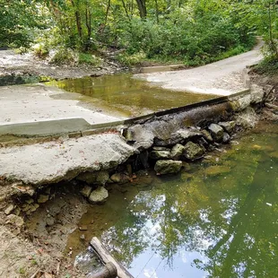 Road closed. Area may still be crossed by neighboring bridge.