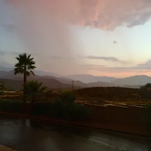 A brief and surprising rain shower.