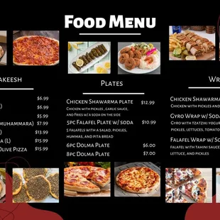 the menu for the restaurant