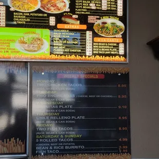 menu and prices