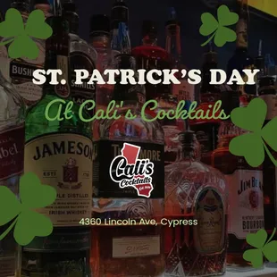 Celebrate St. Patrick's Day with us! We have good beer, spirits and cocktails