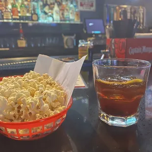 Old fashioned and popcorn
