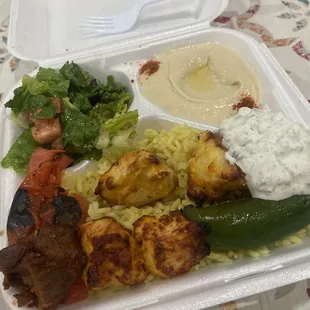 Chicken Kabob plate to go