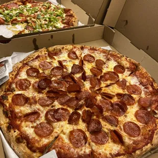 Large pepperoni and medium pepperoni with onion and peppers!