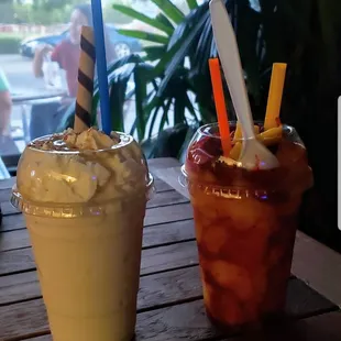 An horchata refresher and a mangonada