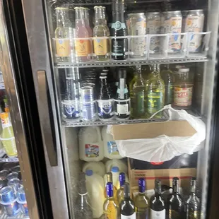 a refrigerator full of drinks