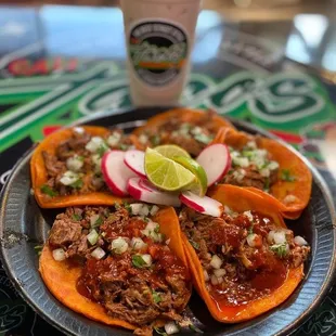 a plate of mexican food