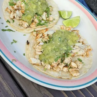 Street tacos. These were with chicken. Squeeze a little lime on them - yum.
