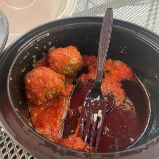 Side meatballs. Good. Salty