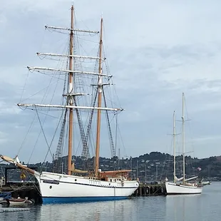 Call of the Sea's 2 ships, brigantine Matthew Turner and schooner Seaward at their dock in Sausalito