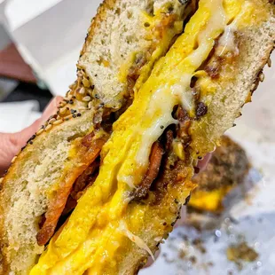 a half eaten sandwich