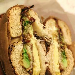 Added bacon to the one with latke, avocado and egg. Delicious!