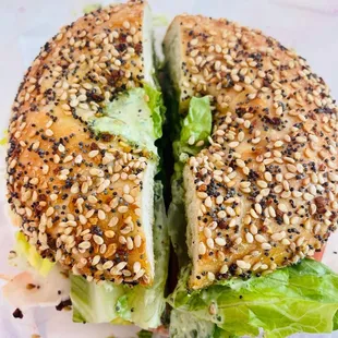 Turkey BLTA on a EVERYTHING bagel