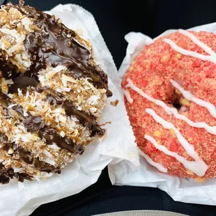 Samosa donut and strawberry short cake donut
