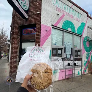 Exterior (outdoor pick up window) &amp; chocolate chip cookie