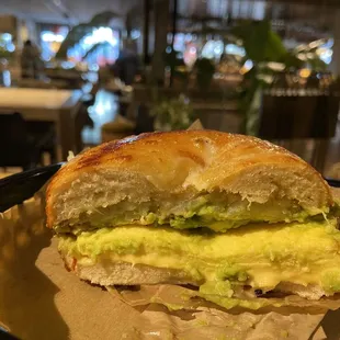 Mountain Sando with potato pancake and smashed avocado