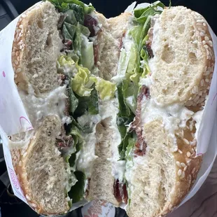 The Boca Club (whitefish salad, lettuce, bacon on a sesame bagel)