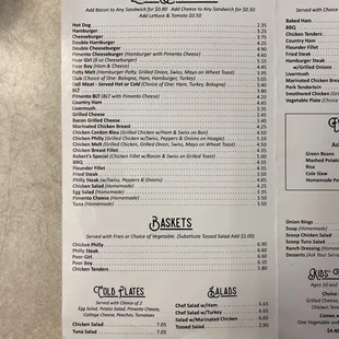 Lunch menu