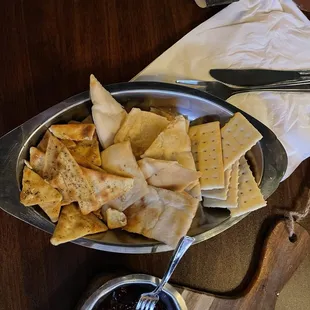 Crackers and bread for the Charcuterie board