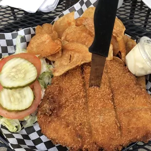 Pork tenderloin and homemade chips