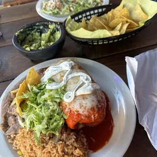Fish tacos and Chimichanga Plate
