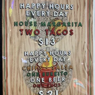 happy hour specials