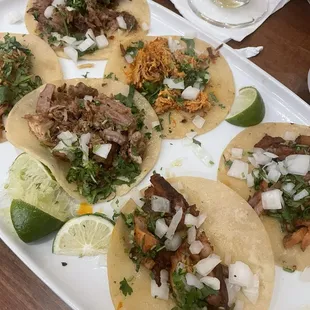 Street taco special! Charbroiled beef, shredded chicken and Pastor.