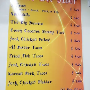 menu