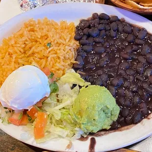 Black beans and Spanish rice.