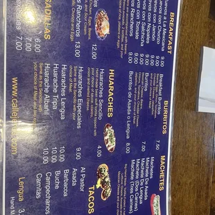 menu