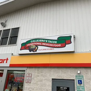 The front door and sign.