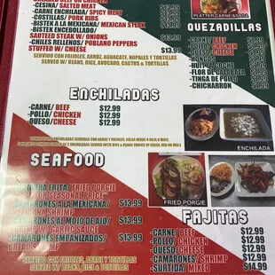 Platters/enchiladas/seafood/fajitas