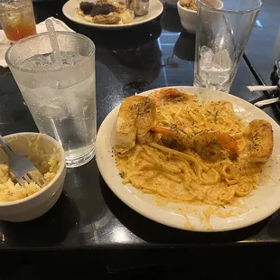 My pasta that I was very disappointed of because it was not the pasta that I wanted but the mashed potatoes was good.