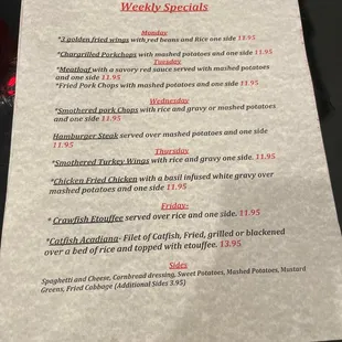 menu